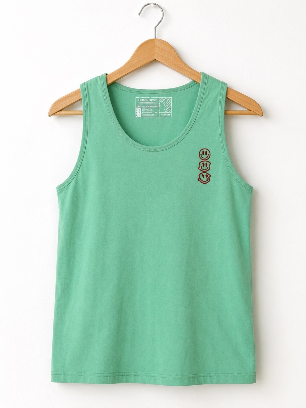 Dutch Bros Good Vibes Melty Happy Face Tank Top Medium Mint Green